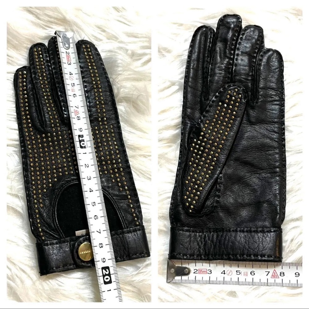 AUTH Burberry studs leather biker gloves black - Picture 5 of 6